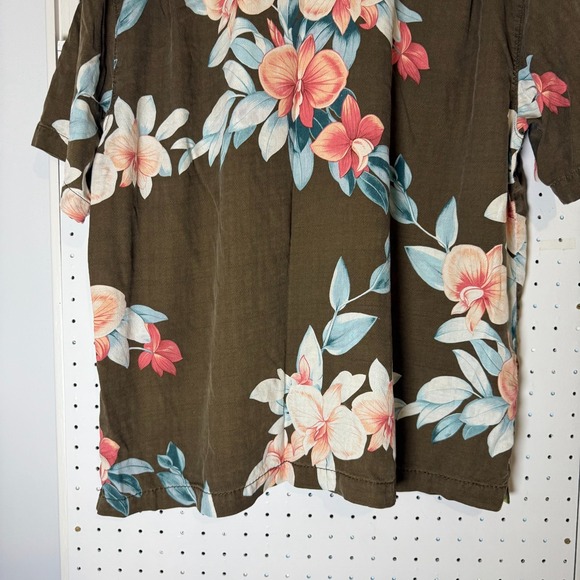 Tommy Bahama Hawaiian Shirt Men's Size XL Brown Silk Floral Button Short Sleeve - Picture 7 of 12